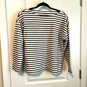 Vineyard Vines Boatneck Pullover  M Blue/Cream 100% Cotton